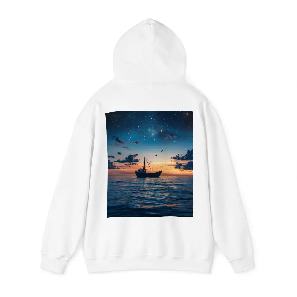 Fishing Boat Sailing Under Starry Night Sky – Hoodies