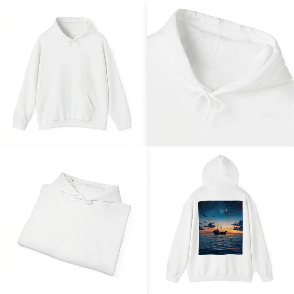 Fishing Boat Sailing Under Starry Night Sky – Hoodies