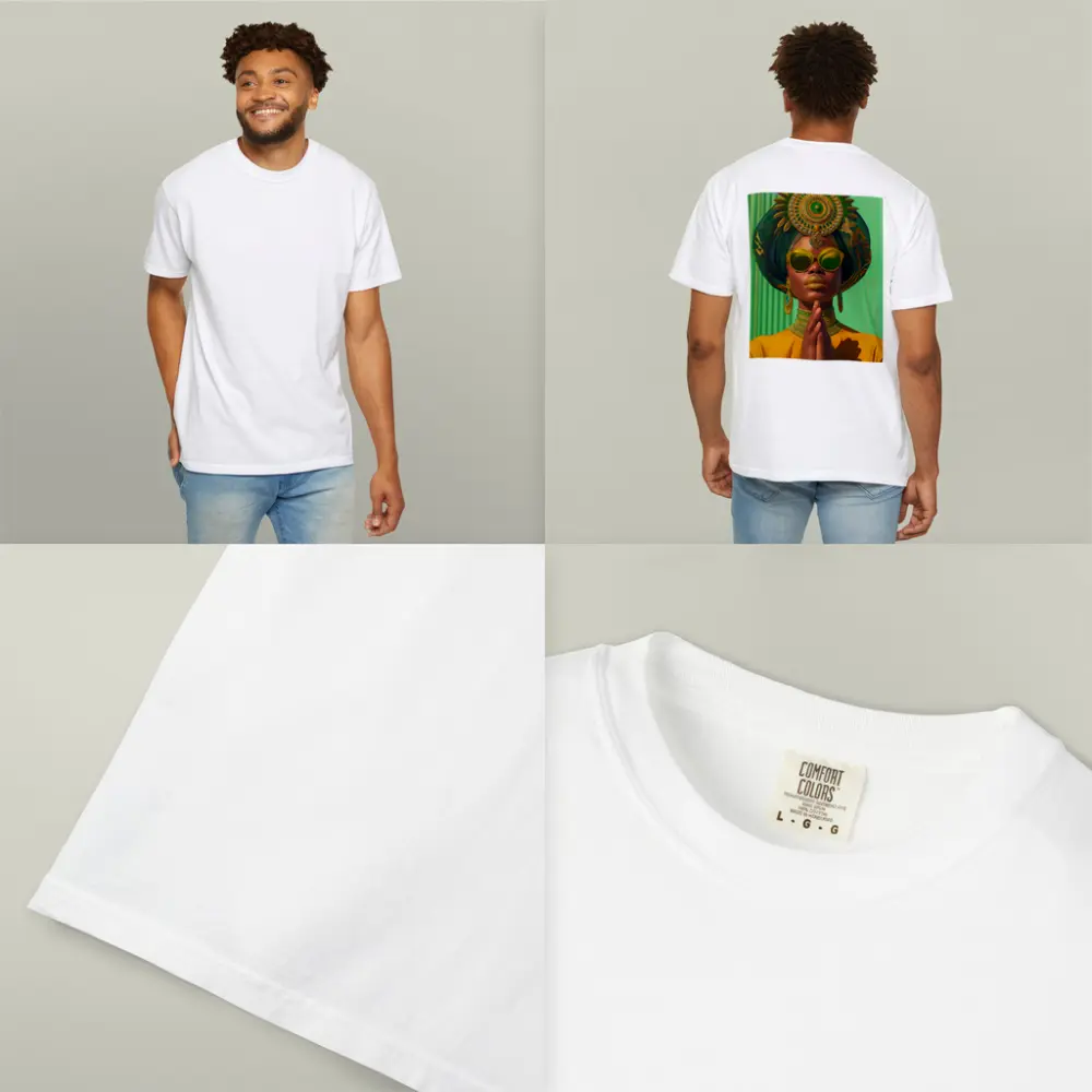 African Woman Gold Jewelry Green Headpiece – T-Shirts