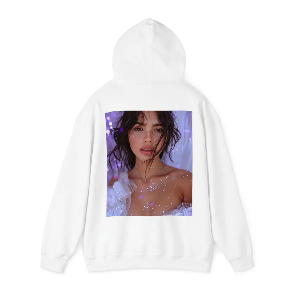 Woman With Glitter Purple Bokeh Background – Hoodies