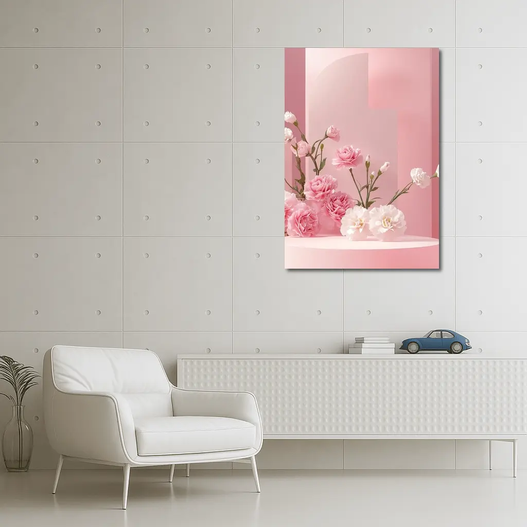 Pink Carnations on Soft Pink Studio – Wall Art