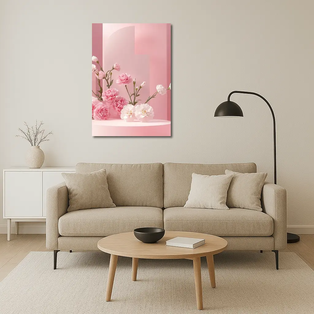 Pink Carnations on Soft Pink Studio – Wall Art