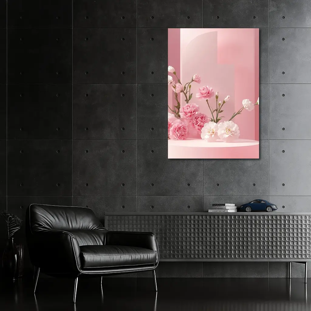 Pink Carnations on Soft Pink Studio – Wall Art