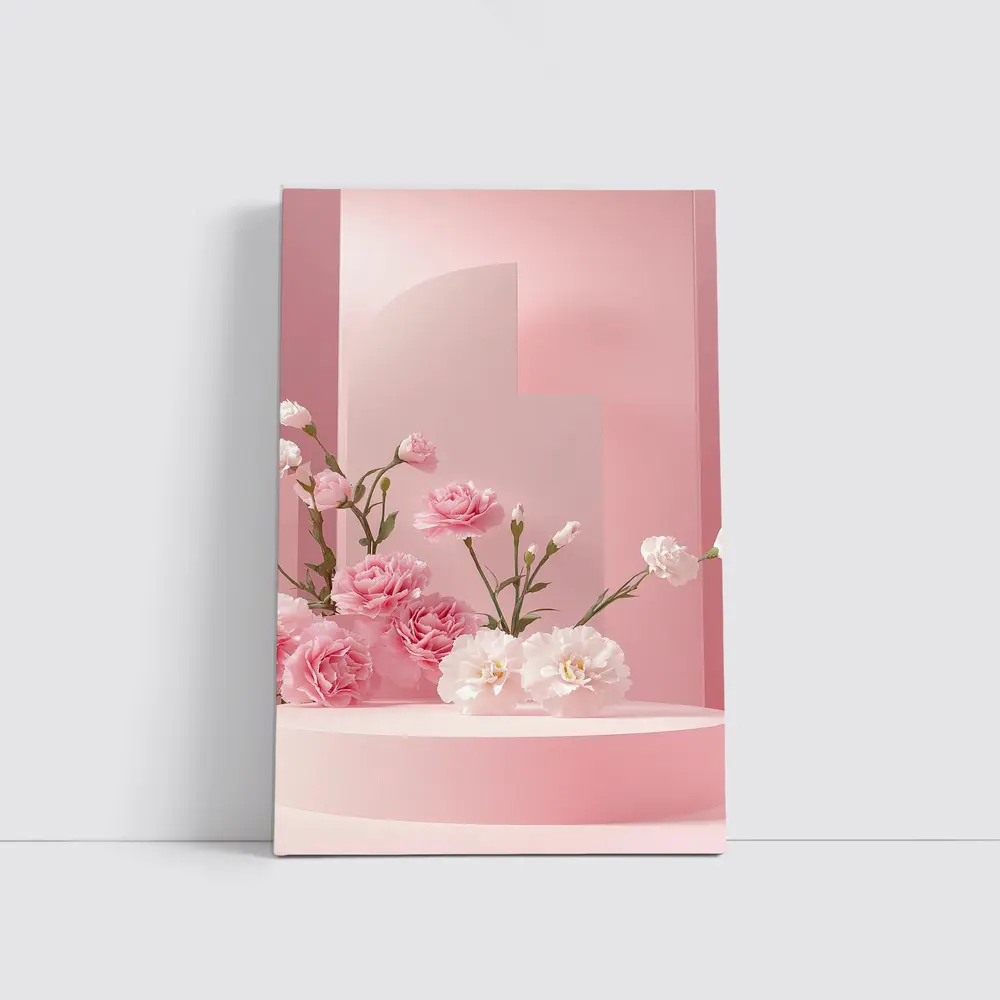 Pink Carnations on Soft Pink Studio – Wall Art