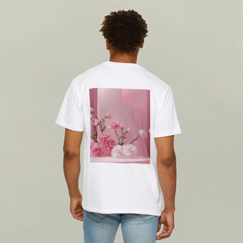 Pink Carnations on Soft Pink Studio – T-Shirts