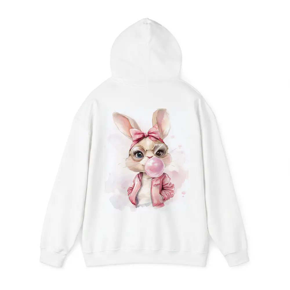 Cool Bunny Girl Blowing Bubblegum Pink Art – Hoodies