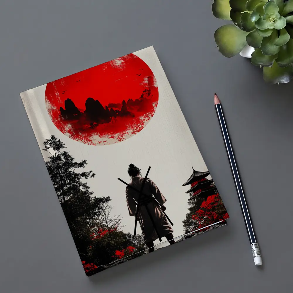 Samurai Warrior Red Sun Japanese Art – Notebooks