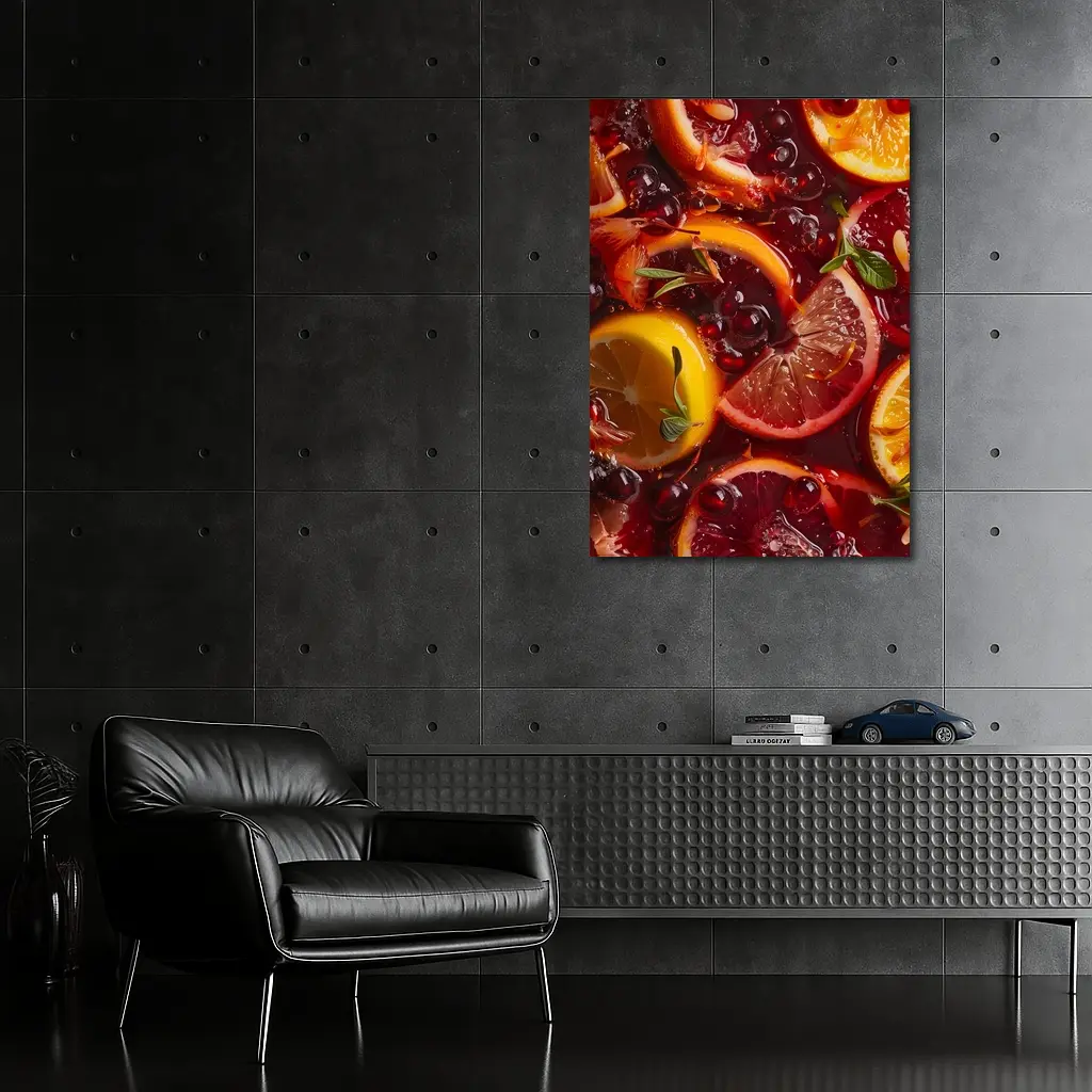 Red Sangria With Citrus Fruits And Berries – Wall Art