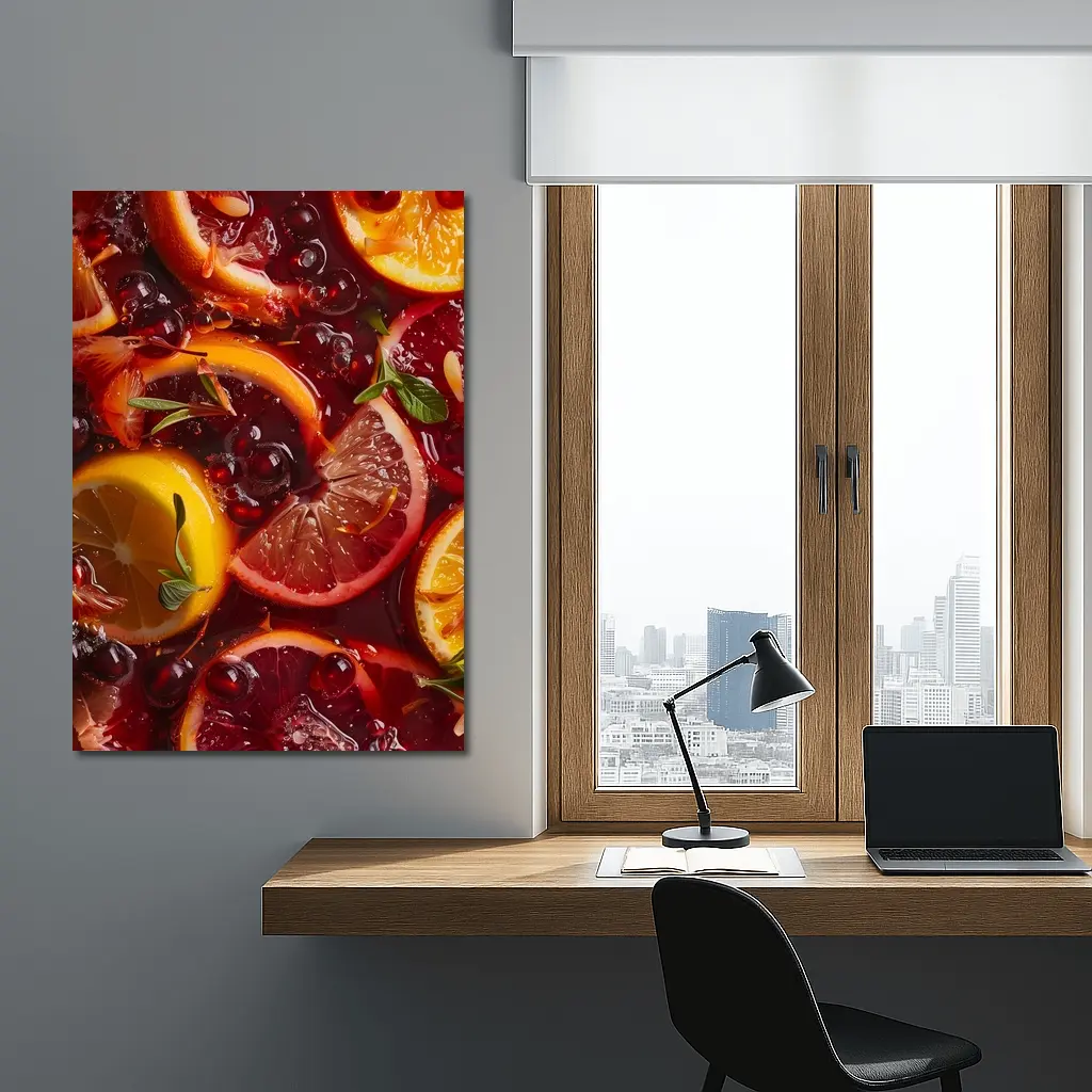 Red Sangria With Citrus Fruits And Berries – Wall Art