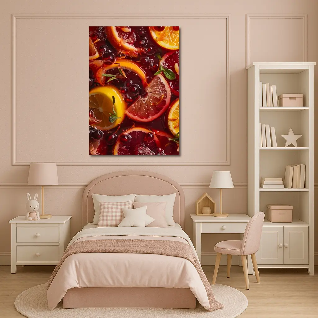 Red Sangria With Citrus Fruits And Berries – Wall Art