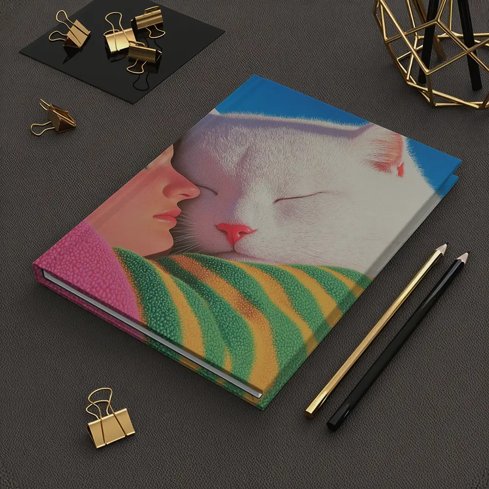 White Cat and Girl Sleeping Together – Notebooks