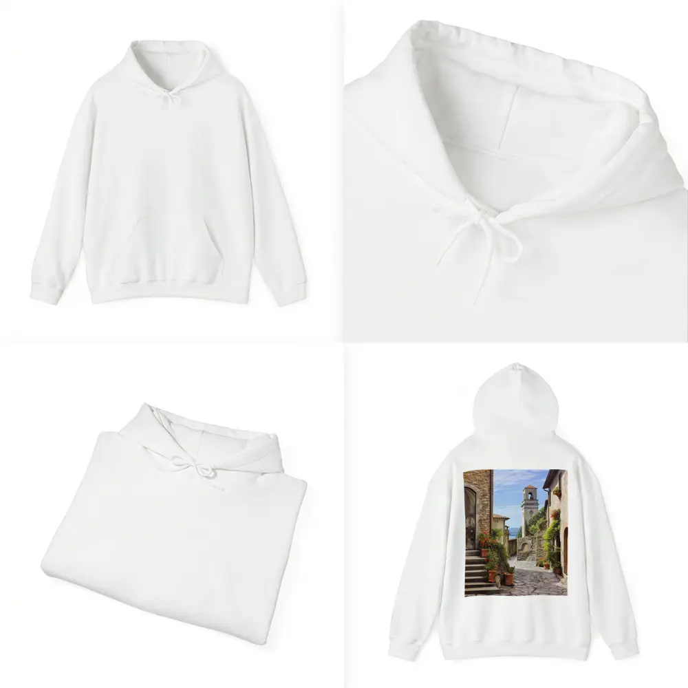 Italian Village Cobblestone Street Bell Tower – Hoodies