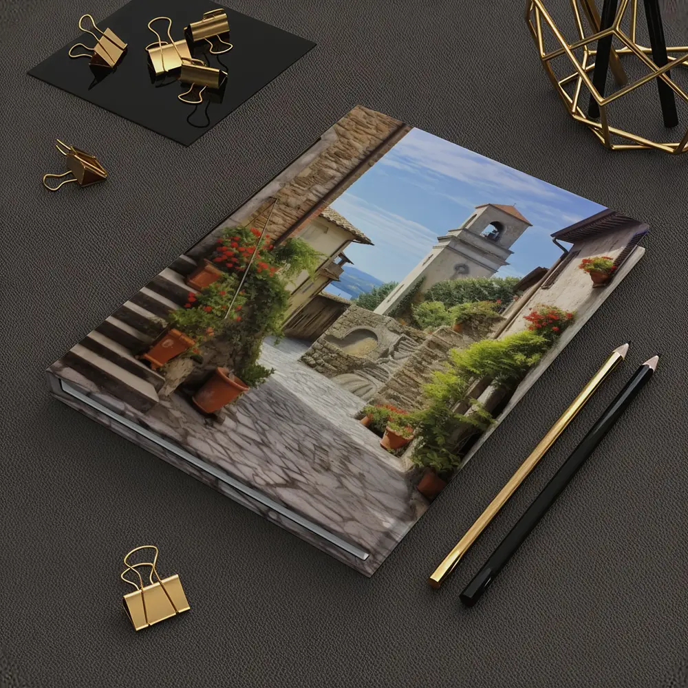 Italian Village Cobblestone Street Bell Tower – Notebooks