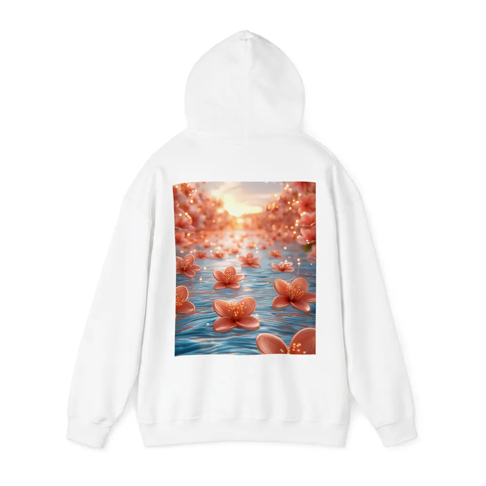 Pink Flowers Floating on Blue Water – Hoodies