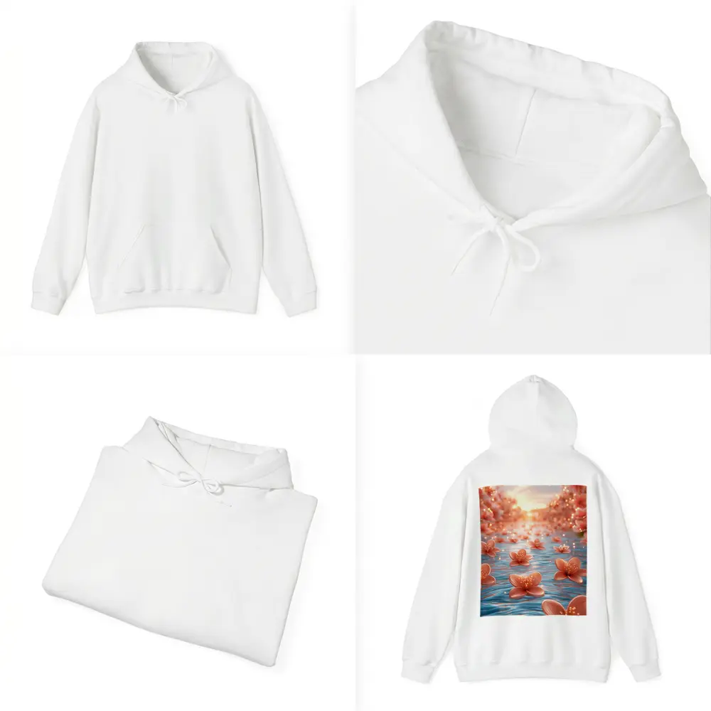 Pink Flowers Floating on Blue Water – Hoodies