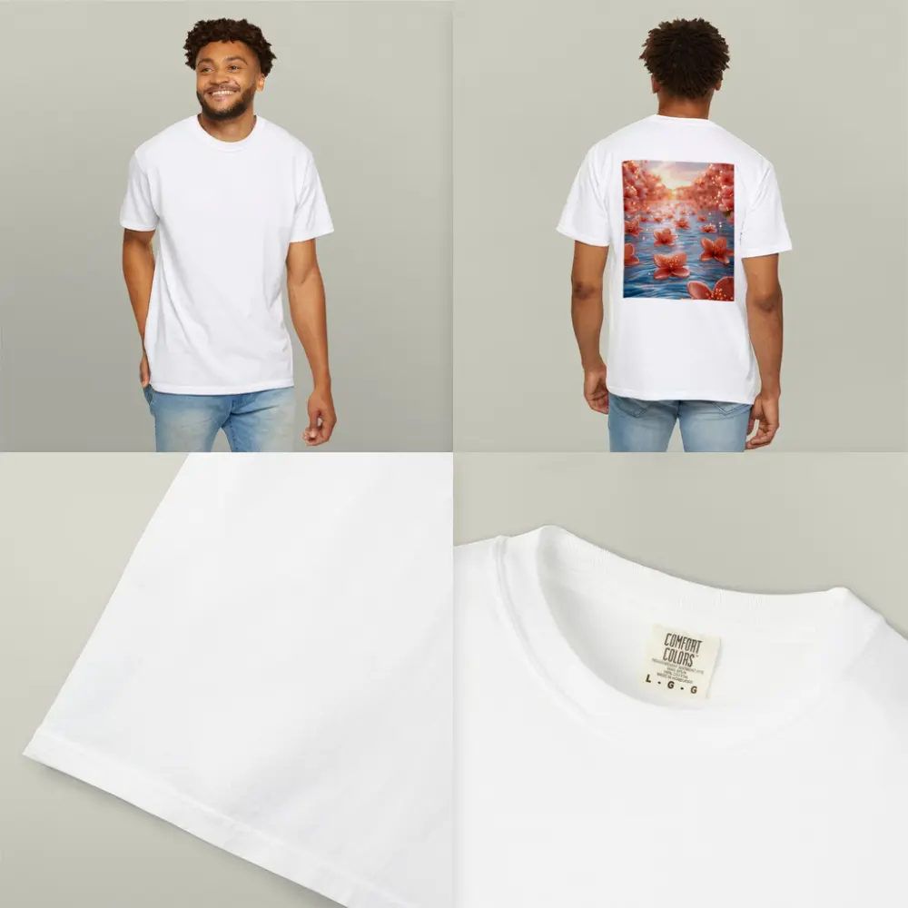 Pink Flowers Floating on Blue Water – T-Shirts