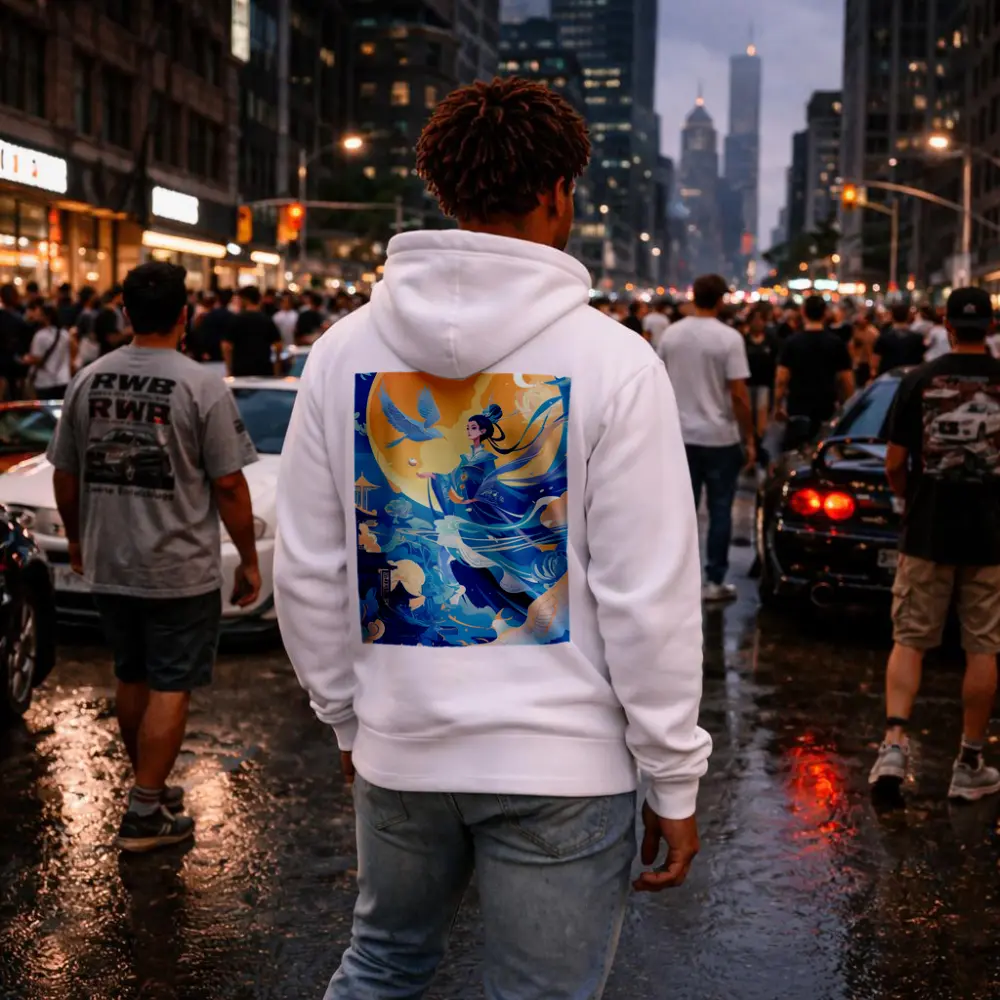 Chinese Moon Goddess Flying Blue Fantasy – Hoodies