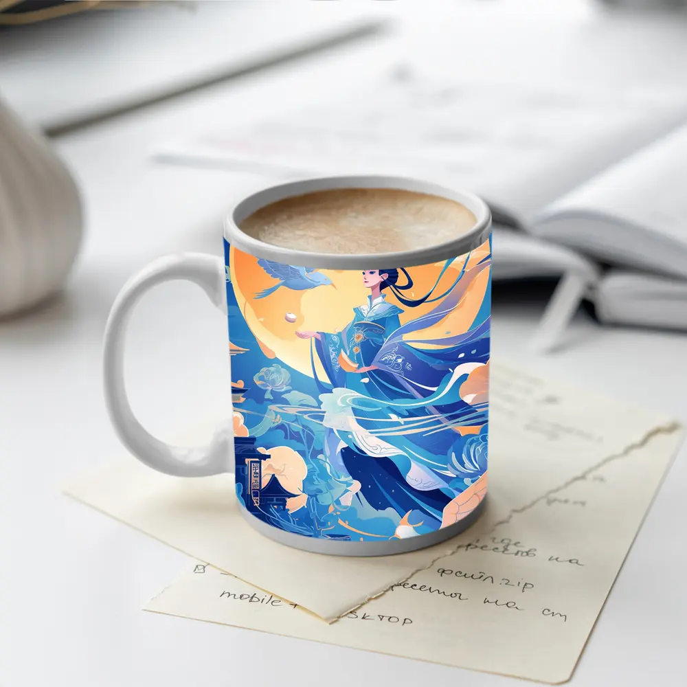 Chinese Moon Goddess Flying Blue Fantasy – Mugs