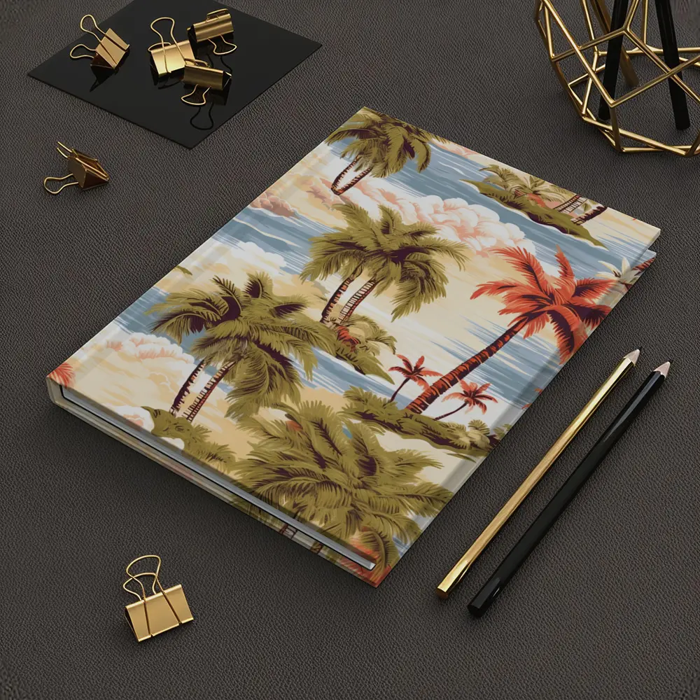 Tropical Palm Trees Island Scene Illustration – Notebooks