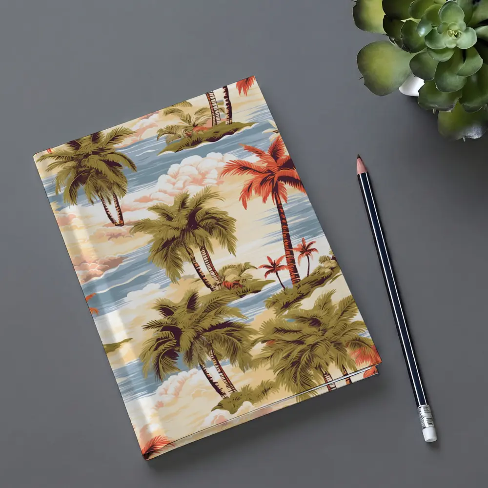 Tropical Palm Trees Island Scene Illustration – Notebooks
