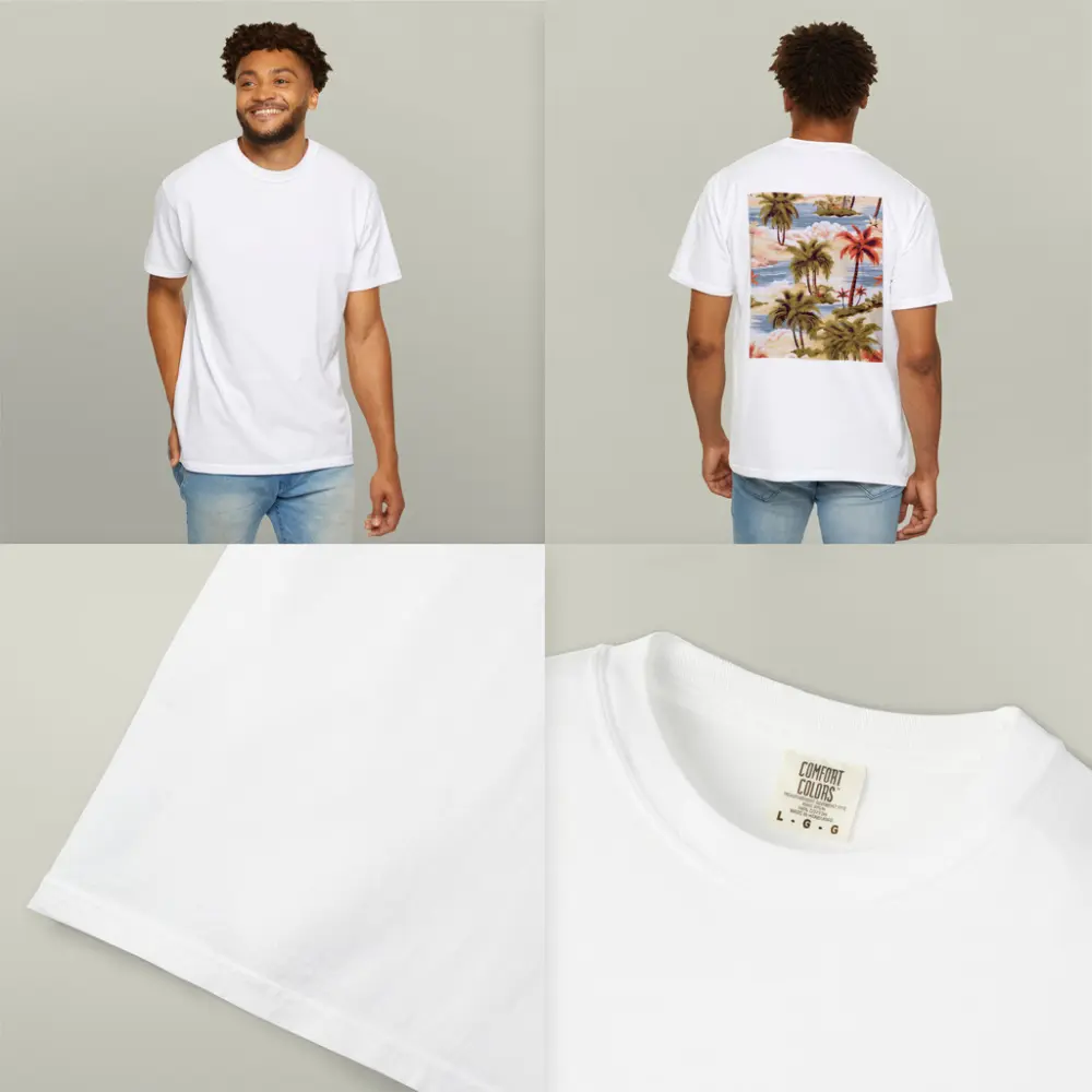 Tropical Palm Trees Island Scene Illustration – T-Shirts