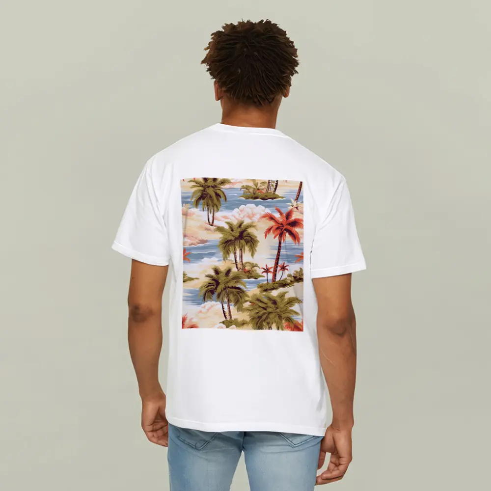 Tropical Palm Trees Island Scene Illustration – T-Shirts