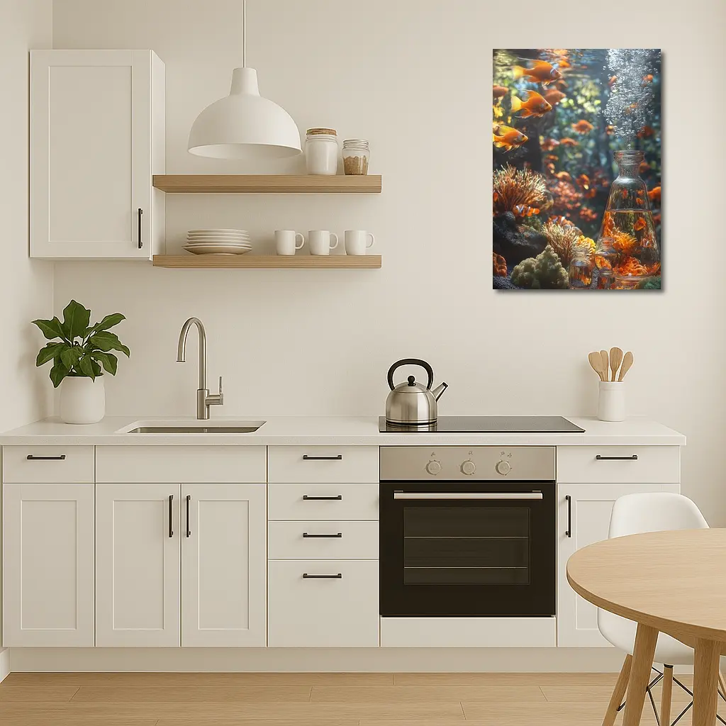 Goldfish Swimming Coral Reef Underwater Scene – Wall Art