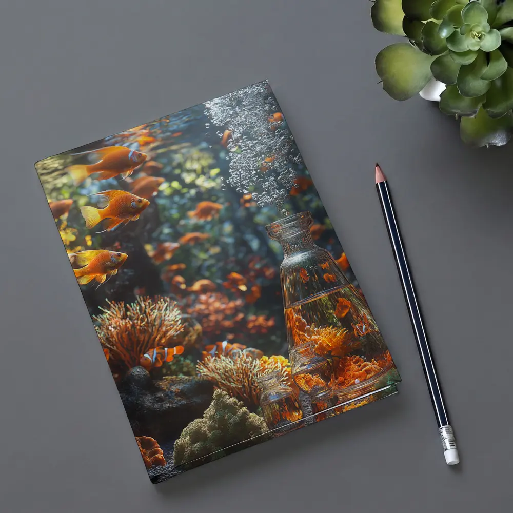 Goldfish Swimming Coral Reef Underwater Scene – Notebooks