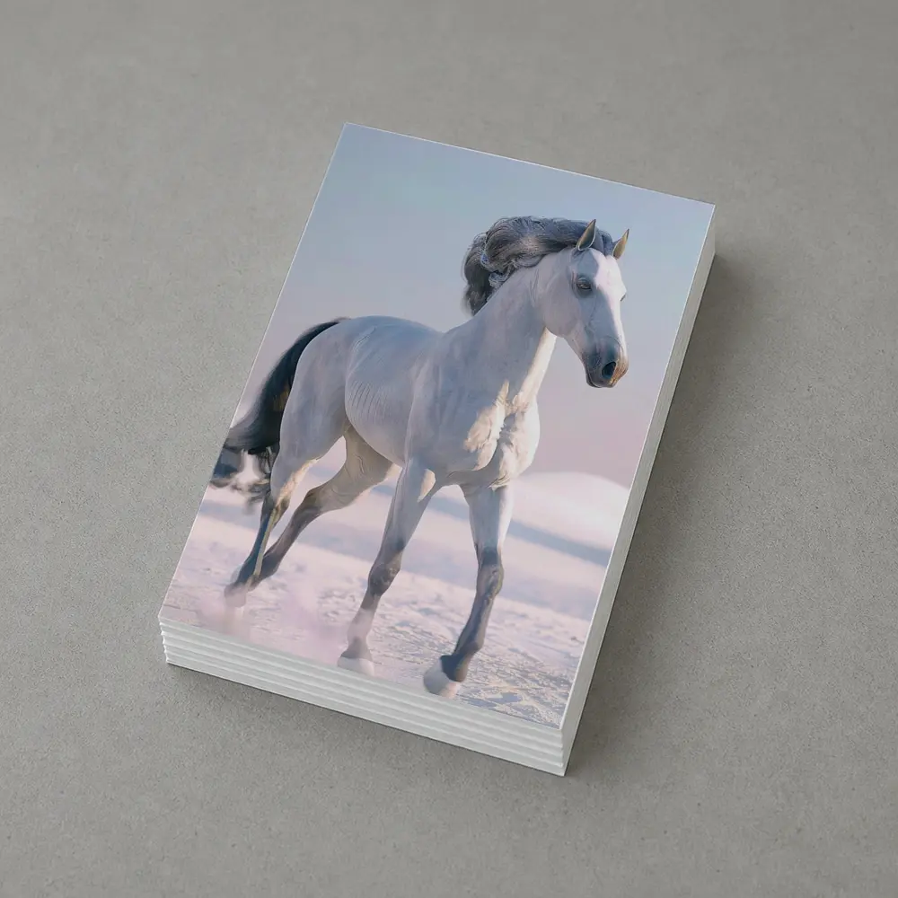 White Horse Running Through Snowy Winter Landscape – Postcards