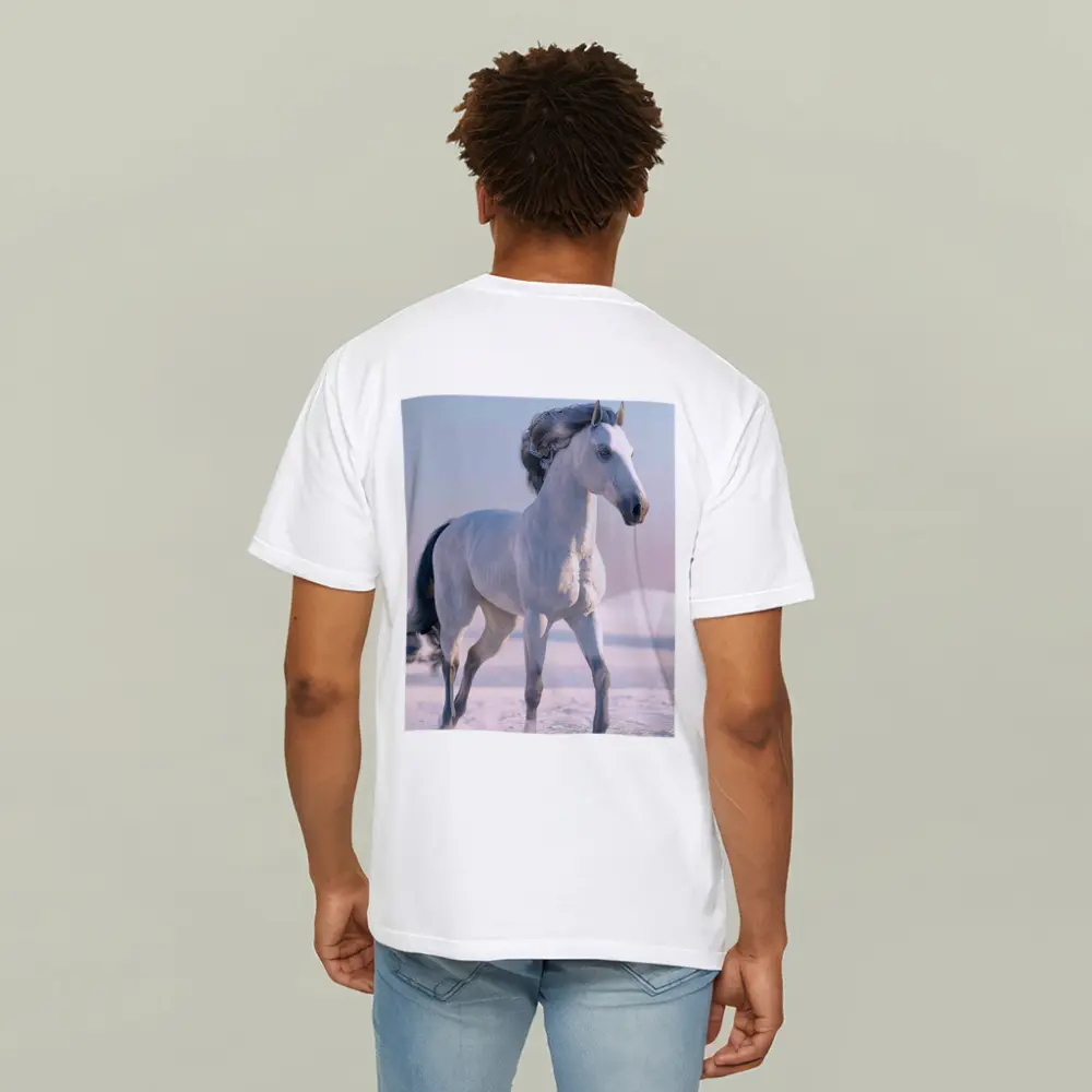 White Horse Running Through Snowy Winter Landscape – T-Shirts