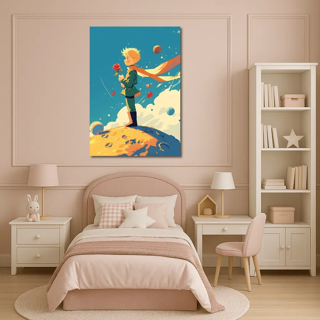 Little Prince Boy Standing On Small Planet – Wall Art