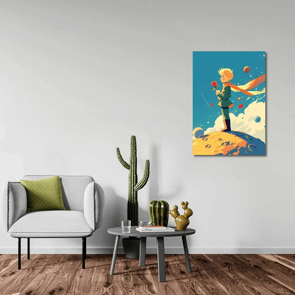 Little Prince Boy Standing On Small Planet – Wall Art