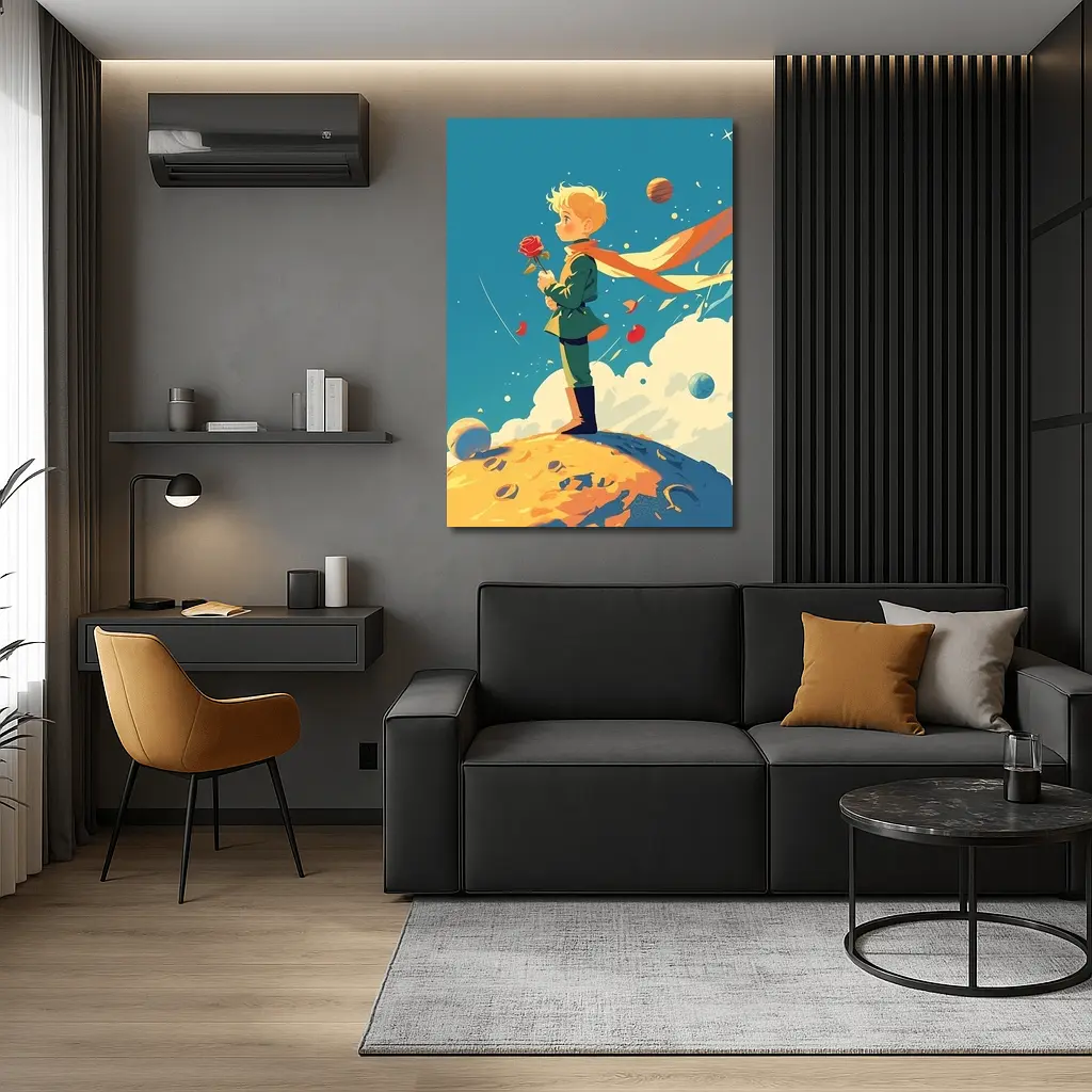 Little Prince Boy Standing On Small Planet – Wall Art
