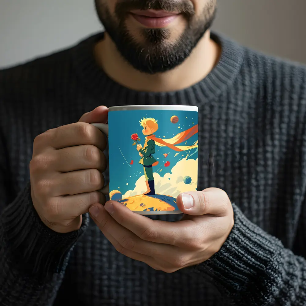 Little Prince Boy Standing On Small Planet – Mugs