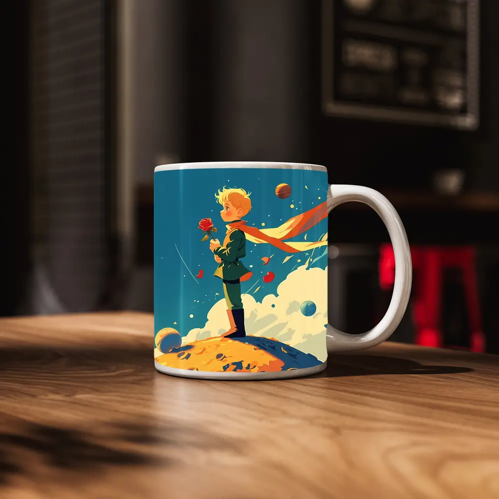 Little Prince Boy Standing On Small Planet – Mugs