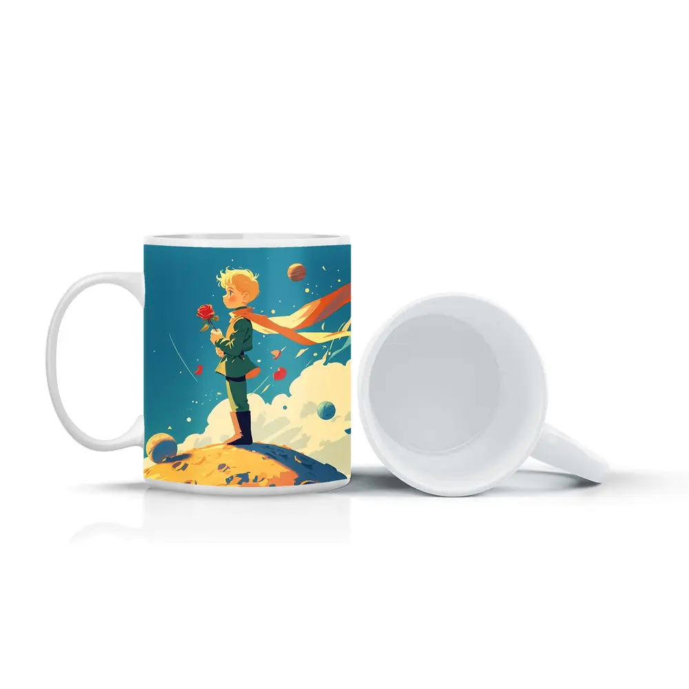 Little Prince Boy Standing On Small Planet – Mugs