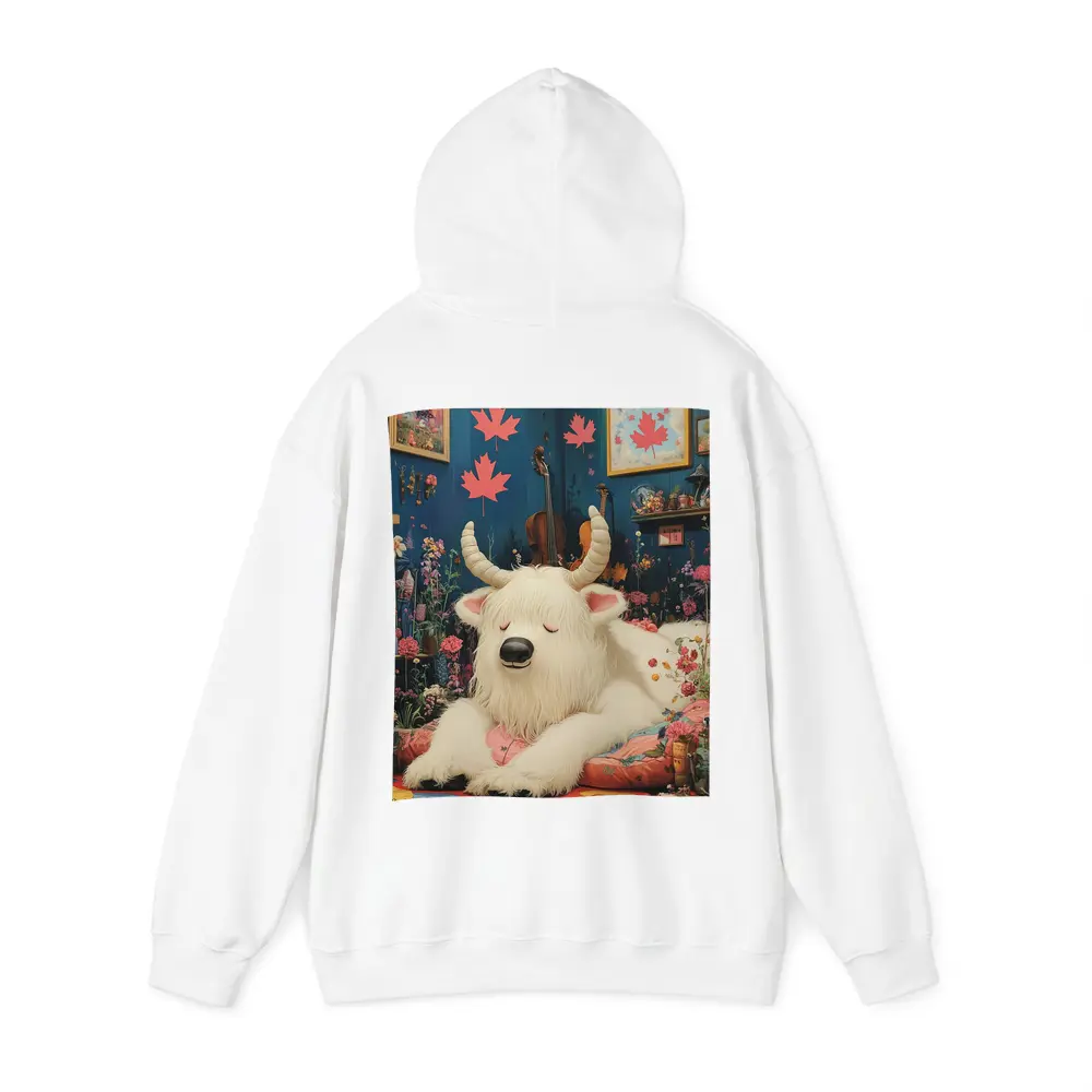 White Goat Sleeping Floral Room Maple Leaves – Hoodies