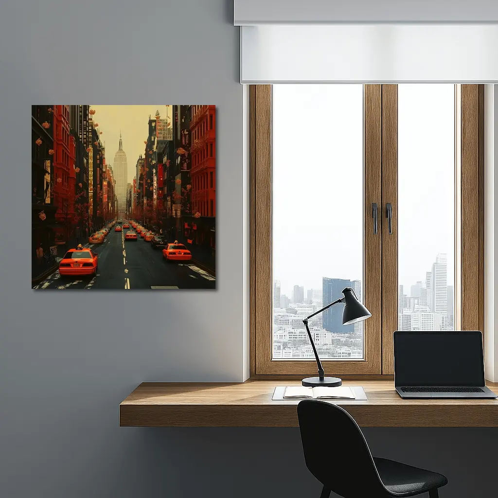 New York City Street Yellow Taxis Empire State – Wall Art