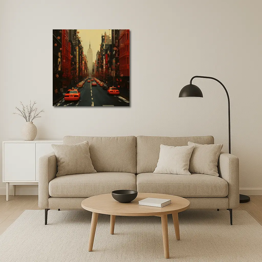 New York City Street Yellow Taxis Empire State – Wall Art