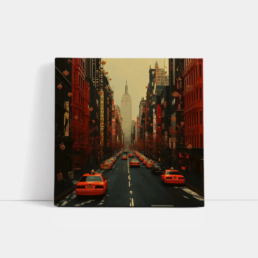 New York City Street Yellow Taxis Empire State – Wall Art