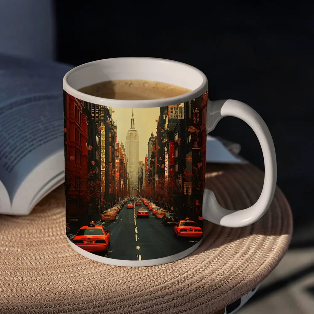 New York City Street Yellow Taxis Empire State – Mugs