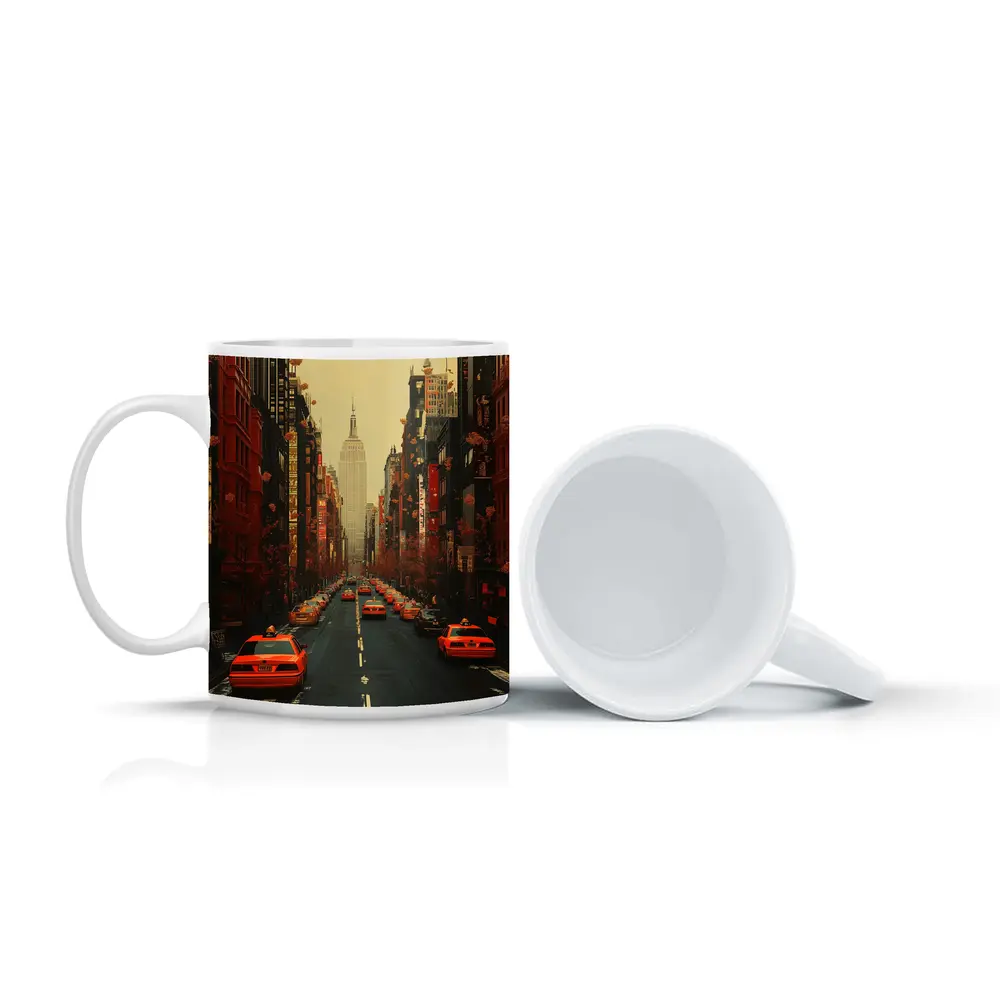 New York City Street Yellow Taxis Empire State – Mugs