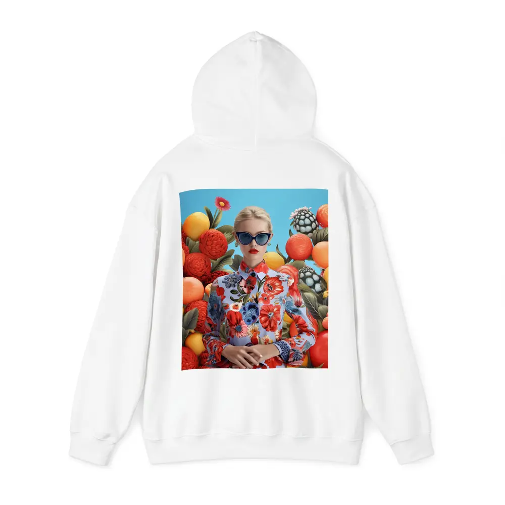 Fashion Woman Floral Dress Fruits Background – Hoodies