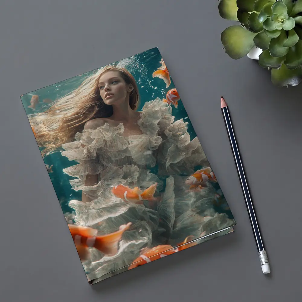Woman Underwater White Dress Clownfish – Notebooks