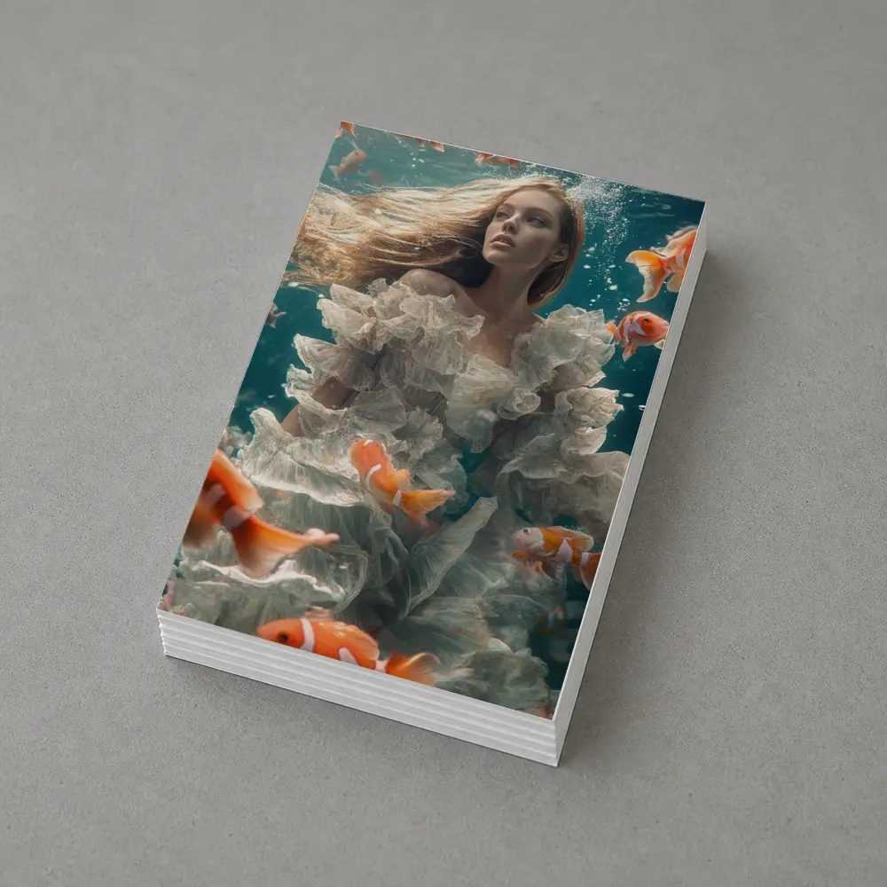 Woman Underwater White Dress Clownfish – Postcards