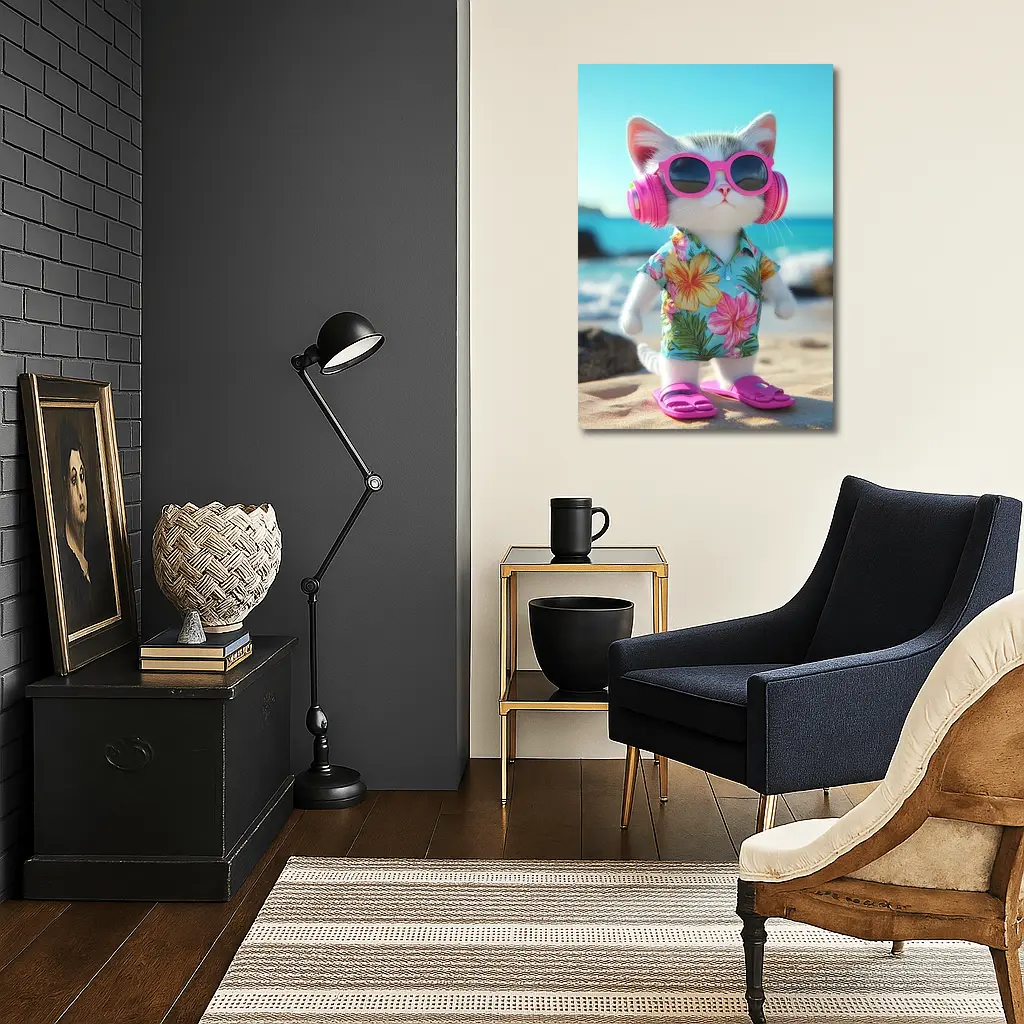Cool Cat Beach Hawaiian Shirt Summer Vibes – Wall Art