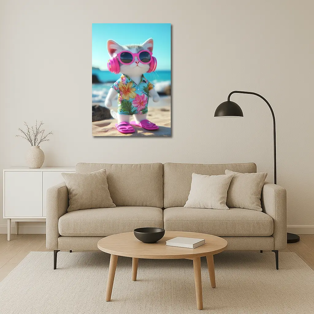 Cool Cat Beach Hawaiian Shirt Summer Vibes – Wall Art