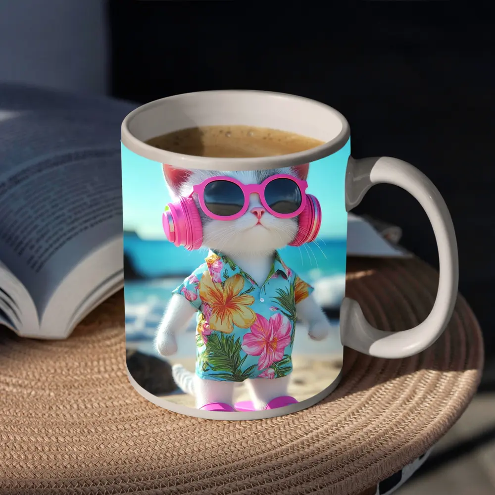 Cool Cat Beach Hawaiian Shirt Summer Vibes – Mugs