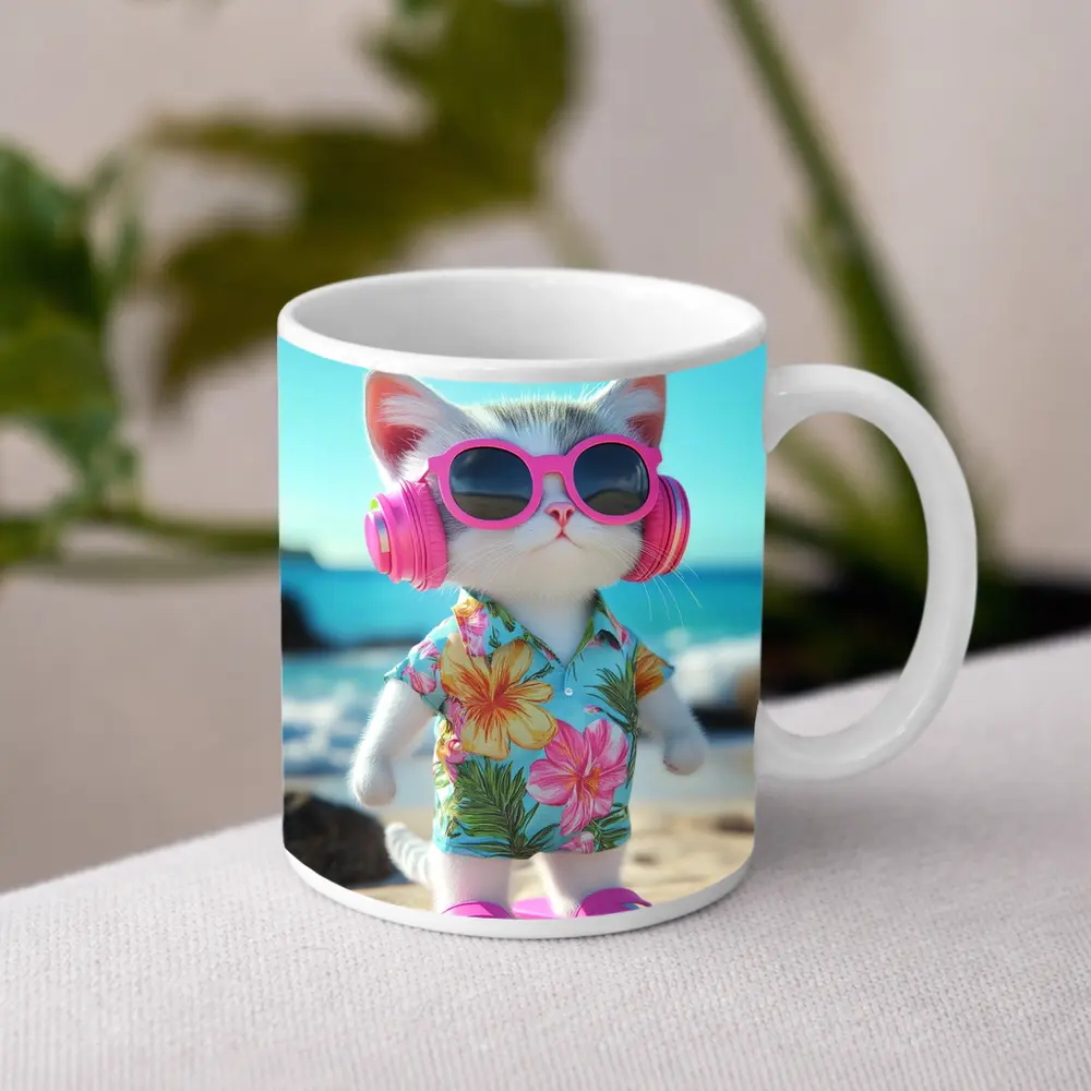 Cool Cat Beach Hawaiian Shirt Summer Vibes – Mugs