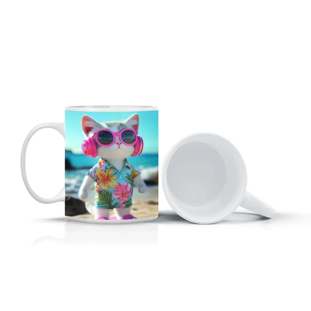 Cool Cat Beach Hawaiian Shirt Summer Vibes – Mugs
